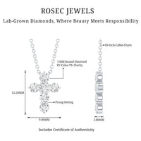 Lab Grown Diamond Religious Cross Pendant Necklace
