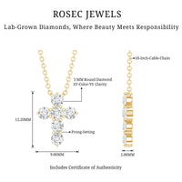 Lab Grown Diamond Religious Cross Pendant Necklace
