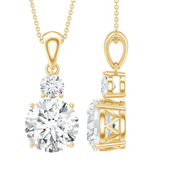 Elegant lab-grown diamond 2-stone pendant necklace for women by Rosec Jewels, featuring sparkling certified gemstones.