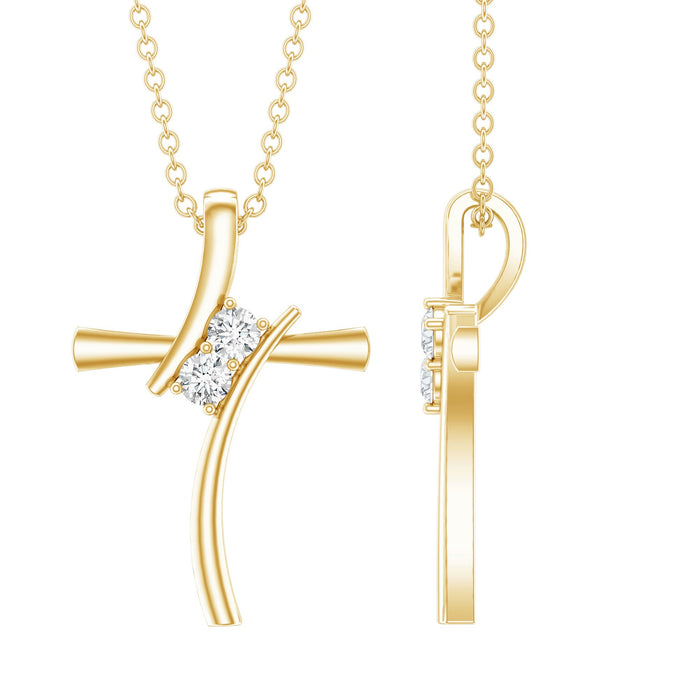 Lab grown diamond cross pendant with hidden bail by Rosec Jewels, showcasing a 0.14 CT sparkling diamond design.