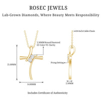 0.14 CT Lab Grown Diamond Cross Necklace (Hidden Bail)