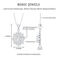 5X7MM Oval Lab Diamond Double Halo Bridal Pendant