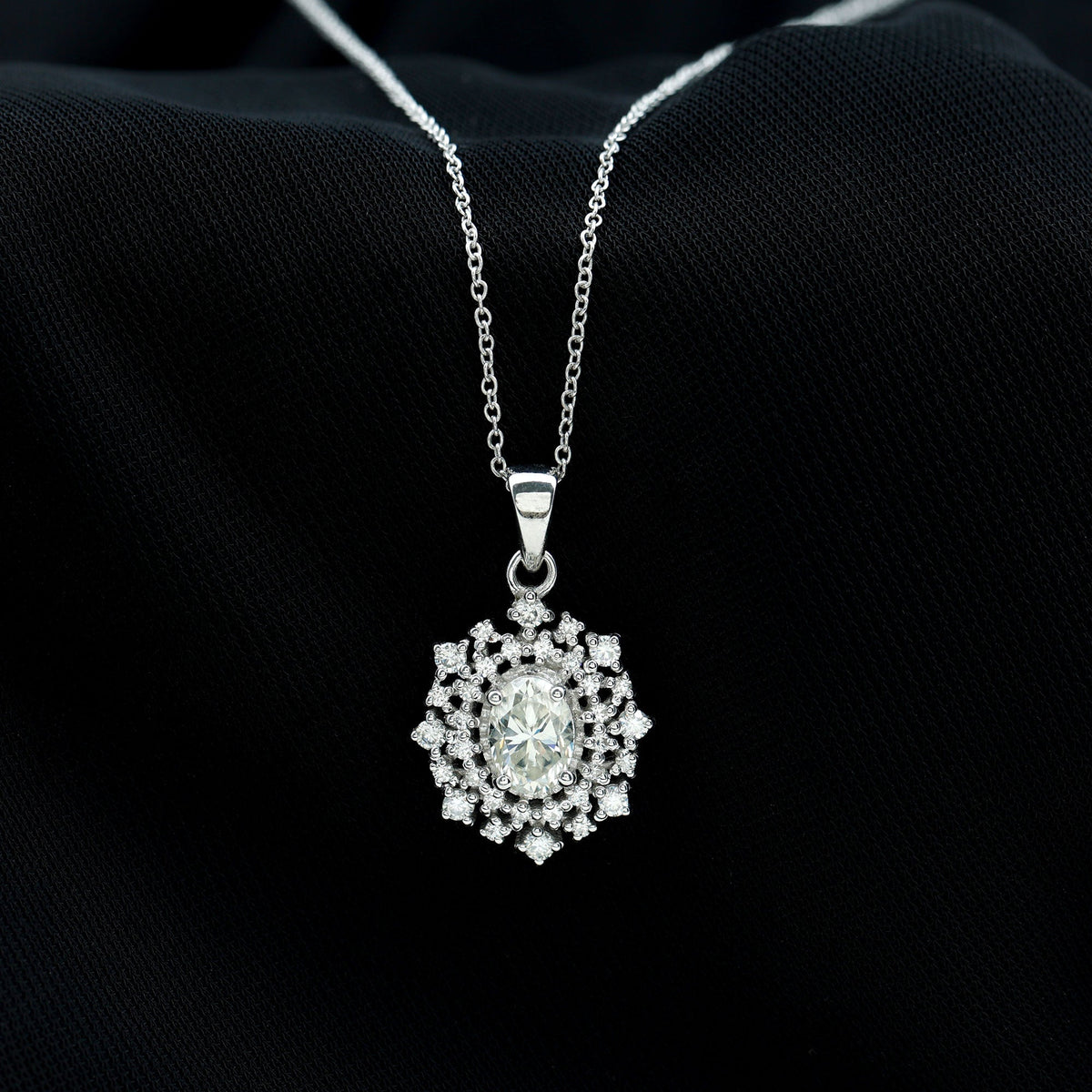 5X7MM Oval Lab Diamond Double Halo Bridal Pendant