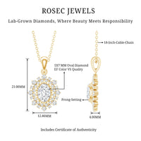 5X7MM Oval Lab Diamond Double Halo Bridal Pendant
