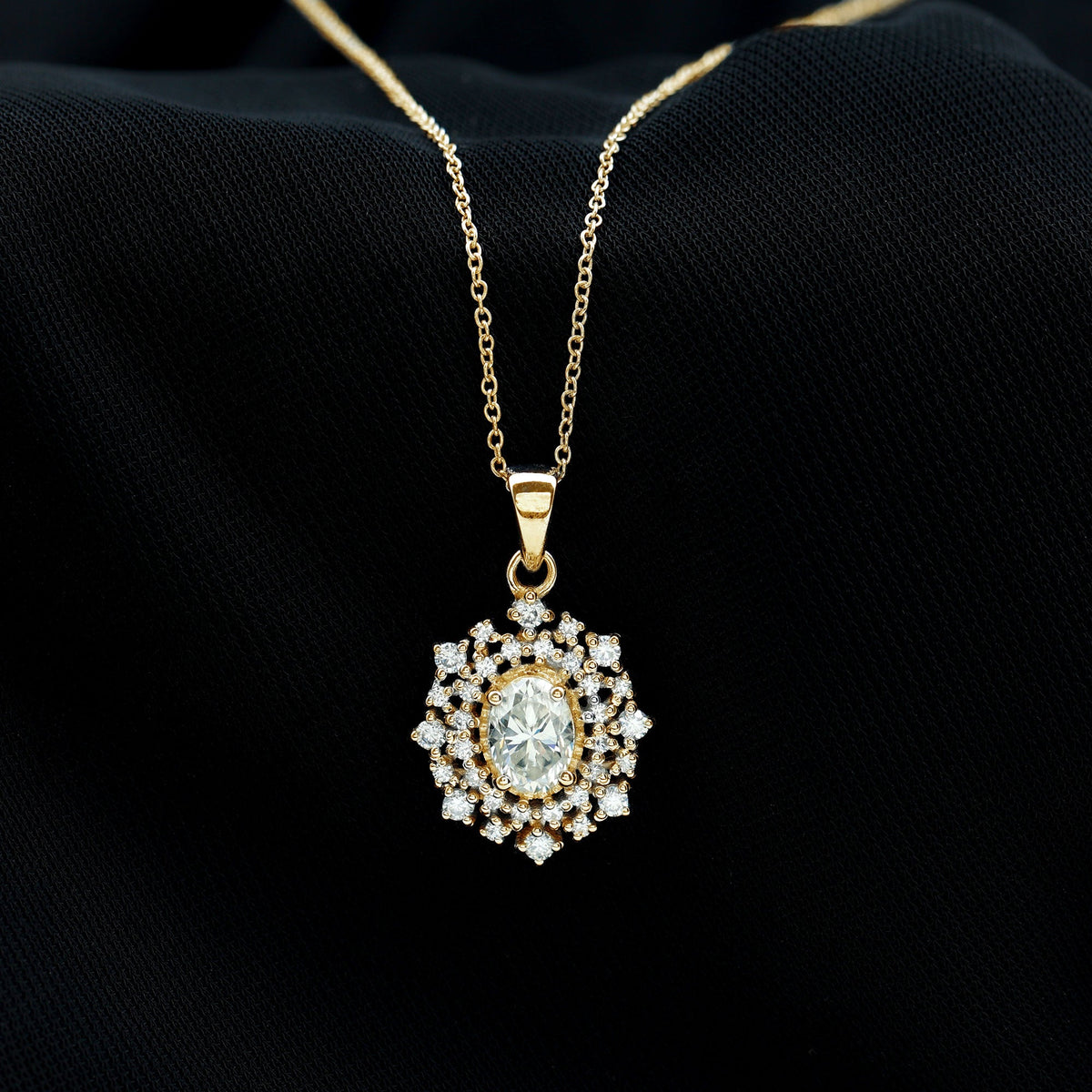 5X7MM Oval Lab Diamond Double Halo Bridal Pendant