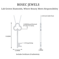 Certified Lab Grown Diamond Key Necklace For Women
