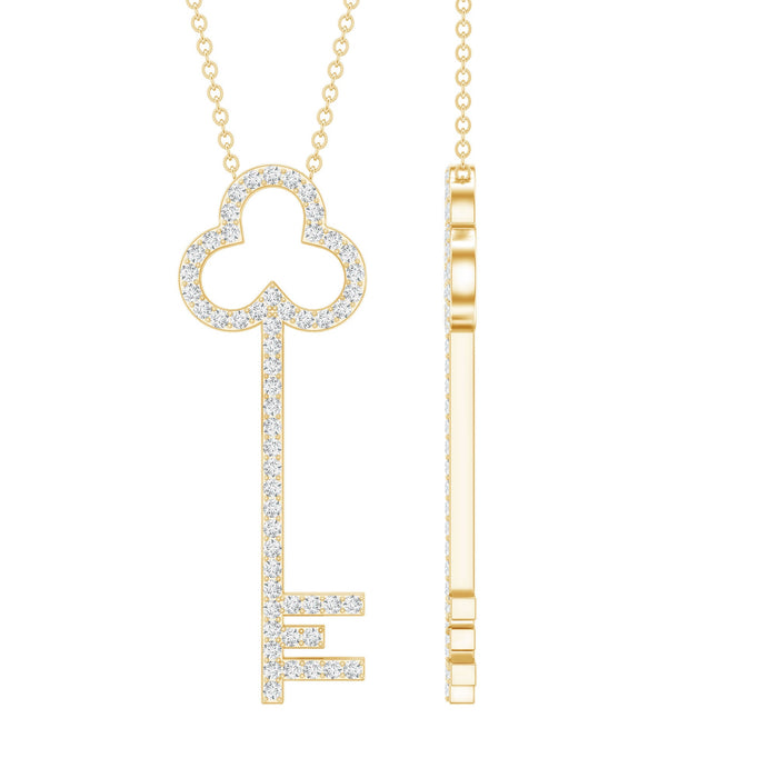 Lab grown diamond key pendant necklace for women by Rosec Jewels, featuring sparkling diamond accents on a delicate chain.
