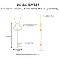 Certified Lab Grown Diamond Key Necklace For Women
