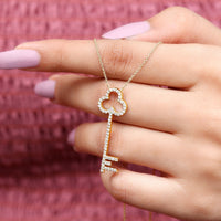 Certified Lab Grown Diamond Key Necklace For Women