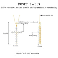Certified Lab Grown Diamond Christian Cross Pendant