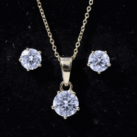 Certified Lab Grown Diamond Solitaire Necklace and Earrings Set