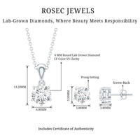 Certified Lab Grown Diamond Solitaire Necklace and Earrings Set