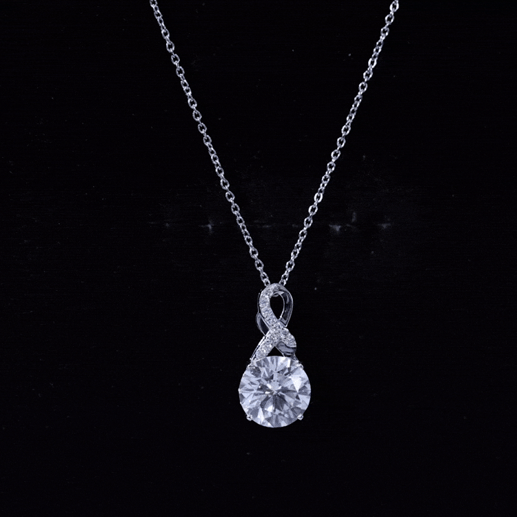 Yellow gold 2 carat lab grown diamond infinity pendant necklace by Rosec Jewels featuring sparkling diamonds and elegant design.