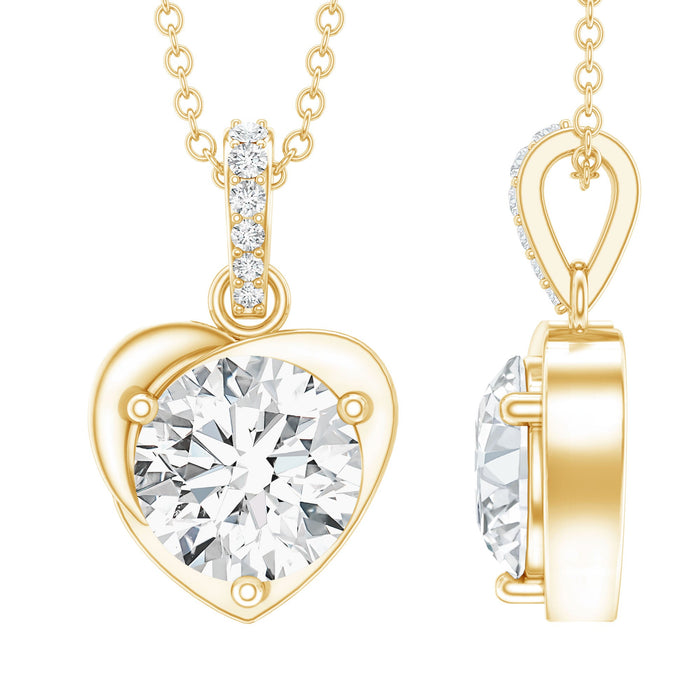 Lab-grown 2 carat diamond heart pendant for women by Rosec Jewels, showcasing a sparkling solitaire design.