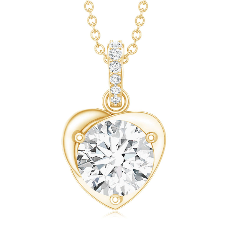 Lab grown diamond heart locket pendant for women with 2 carat solitaire diamond by Rosec Jewels, showcasing a sparkling jewelry piece.