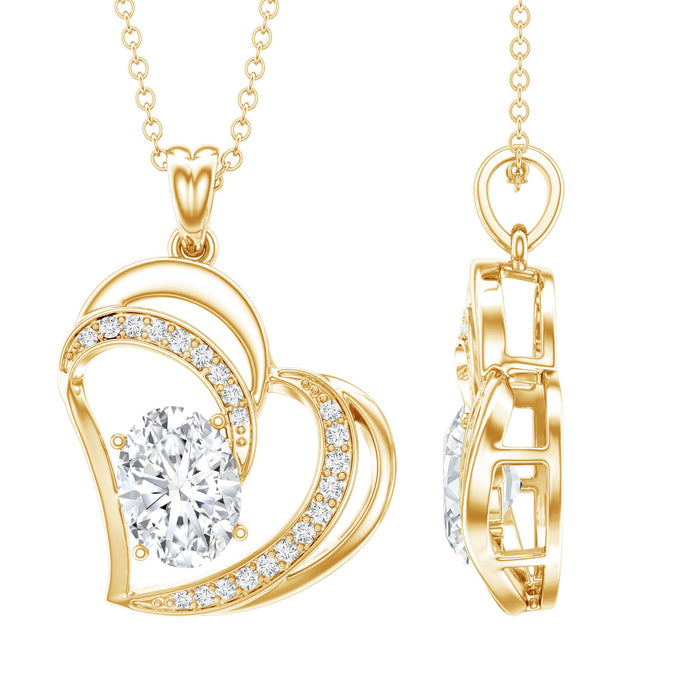 Rosec Jewels lab-grown diamond heart pendant necklace for women, featuring a sparkling heart-shaped design with elegant craftsmanship.