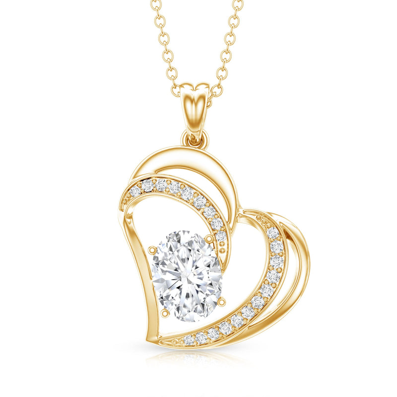 Lab grown diamond heart pendant necklace for women by Rosec Jewels, showcasing a sparkling heart-shaped diamond pendant.