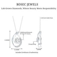 6 MM Round Lab Grown Diamond Teardrop Necklace for Women