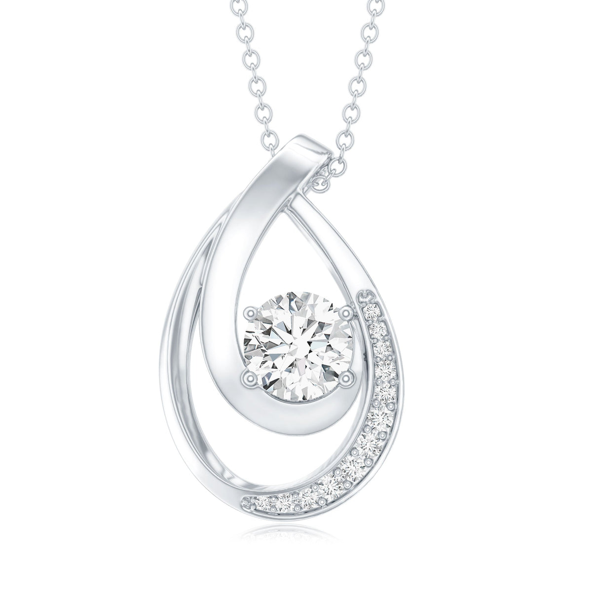 6 MM Round Lab Grown Diamond Teardrop Necklace for Women