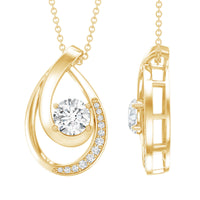 6 MM Round Lab Grown Diamond Teardrop Necklace for Women