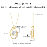 6 MM Round Lab Grown Diamond Teardrop Necklace for Women