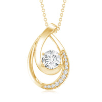 6 MM Round Lab Grown Diamond Teardrop Necklace for Women