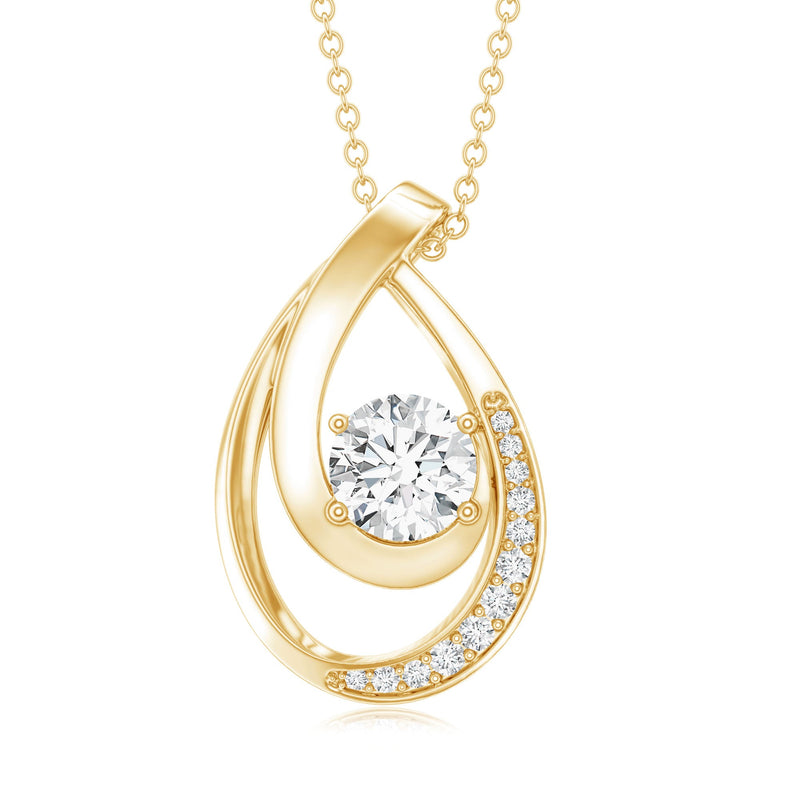 Round lab-grown diamond teardrop pendant necklace for women from Rosec Jewels, showcasing the sparkling 6 mm diamond pendant.