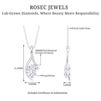 6X8 MM Oval Lab Grown Diamond Solitaire Necklace