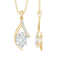 6X8 MM Oval Lab Grown Diamond Solitaire Necklace