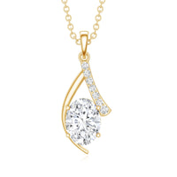 6X8 MM Oval Lab Grown Diamond Solitaire Necklace