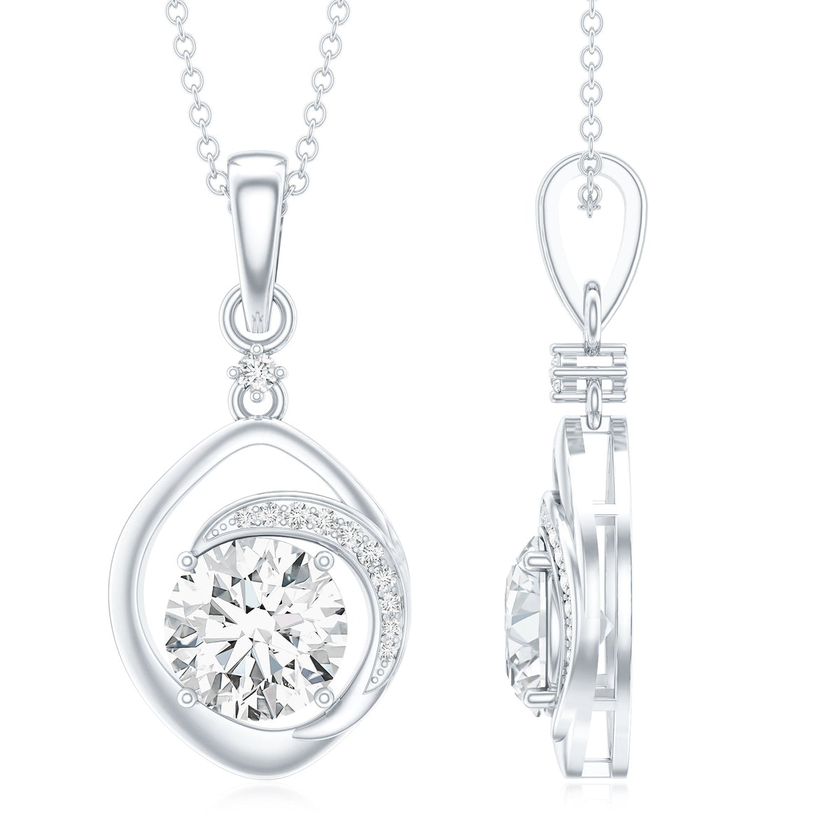 Lab Grown Diamond 2 Carat Solitaire Necklace