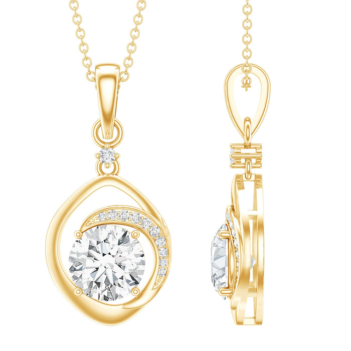 Lab grown diamond 2 carat solitaire pendant necklace from Rosec Jewels, featuring a sparkling diamond set in a delicate pendant.