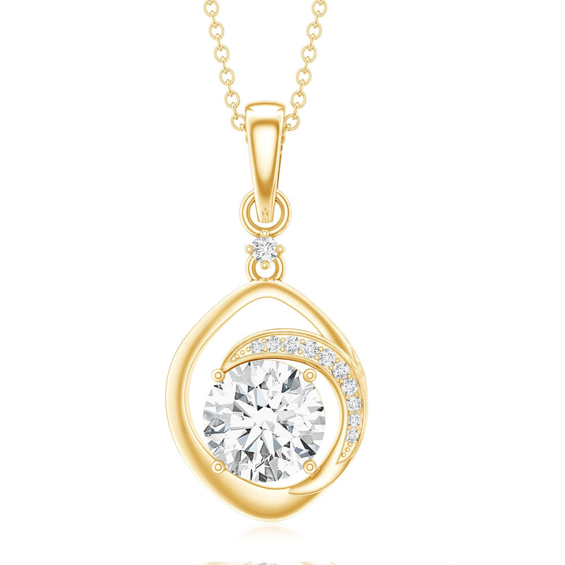 Lab grown diamond 2 carat solitaire pendant necklace by Rosec Jewels featuring a sparkling round diamond on a delicate chain.