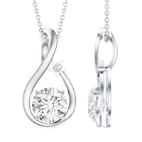 8 MM Round Solitaire Lab Grown Diamond Teardrop Necklace