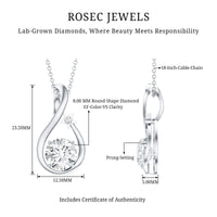 8 MM Round Solitaire Lab Grown Diamond Teardrop Necklace