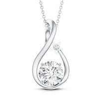 8 MM Round Solitaire Lab Grown Diamond Teardrop Necklace