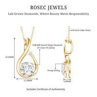 8 MM Round Solitaire Lab Grown Diamond Teardrop Necklace