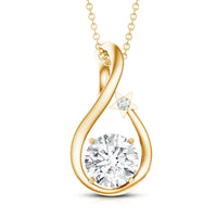 8 MM Round Solitaire Lab Grown Diamond Teardrop Necklace