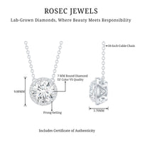 Certified Lab Created Diamond Halo Necklace For Bride