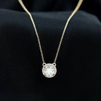 Certified Lab Created Diamond Halo Necklace For Bride