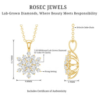 Certified Lab Grown Diamond Snowflake Necklace For Women
