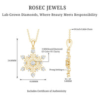 Lab Grown Diamond Snowflake Winter Necklace for Her
