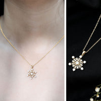 Lab Grown Diamond Snowflake Winter Necklace for Her