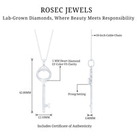 Heart Key Pendant Necklace with Lab Grown Diamond
