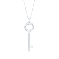 Heart Key Pendant Necklace with Lab Grown Diamond