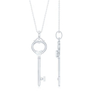 Heart Key Pendant Necklace with Lab Grown Diamond
