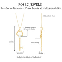 Heart Key Pendant Necklace with Lab Grown Diamond