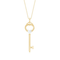 Heart Key Pendant Necklace with Lab Grown Diamond