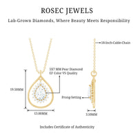 Pear Shape Lab Grown Diamond Teardrop Pendant Necklace
