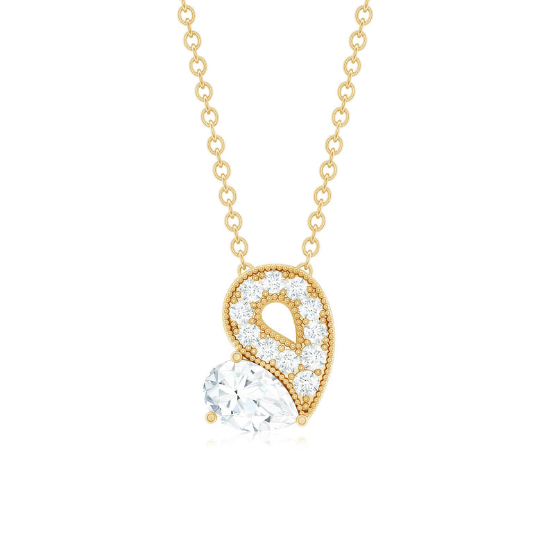 Lab grown diamond pendant necklace with beaded details from Rosec Jewels, featuring a sparkling diamond pendant and intricate beading.